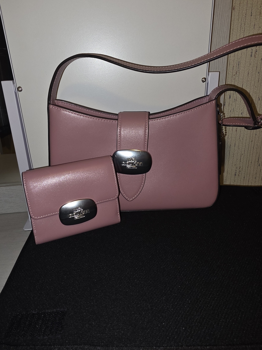Coach Pink Leather Shoulder Bag with Matching Wallet - Picture 13 of 16